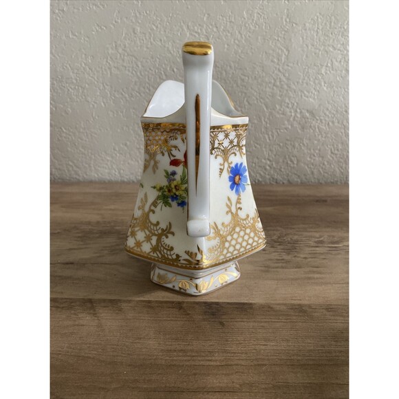 Royal Danube Small Pitcher  Multi Color Floral With Gold Trim Stamped 20oz - Picture 2 of 9